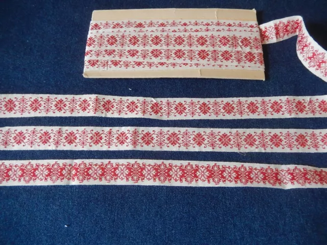 Lot De 3 Galons Anciens En Coton Brodé - Largeur 3,5 Cm - Jaune - France (XXème)
