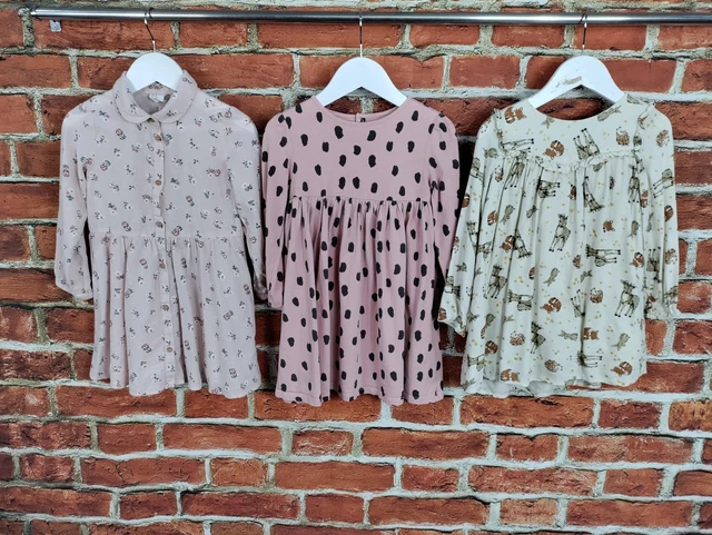 Girl Bundle Age 2-3 Years Nula M&S H&M Dress Set Long Sleeve Floral Leopard 98Cm