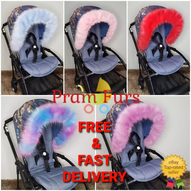 Pram Fur Hood Trim Universal Fit FAUX FUR Trims Pram Accessories Furs UK