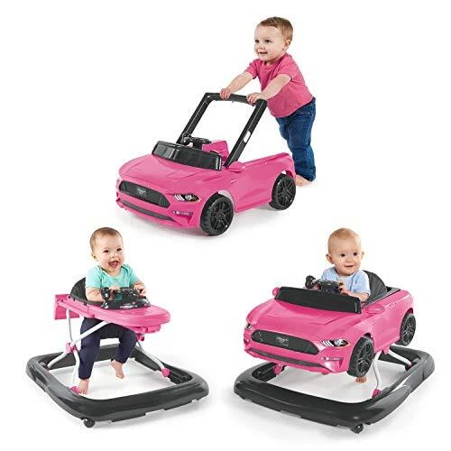Bright Starts Ford Mustang Ways to Play 4-in-1 Baby Activity Push Walker Pink...