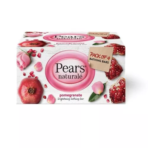 Pears Naturale Pomegranate Brightening Bathing Soap Bar, 125 g (Pack of 4)