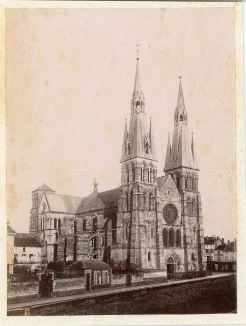 France, Chalon-sur-Marne, Notre-Dame Church, ca.1880, vintage albumen print Vint