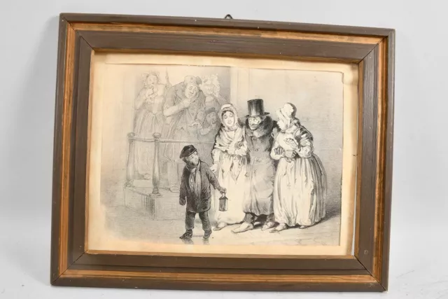 B59G40- Alte Lithografie nach Honoré Daumier, Genre Zahnschmerz (?) um 1860