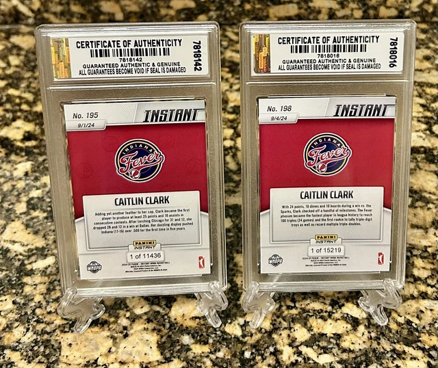 Caitlin Clark 2024 Panini Instant Rookie Card #198 - Graded Gem-MT 10! Must-Have For Fever Fans