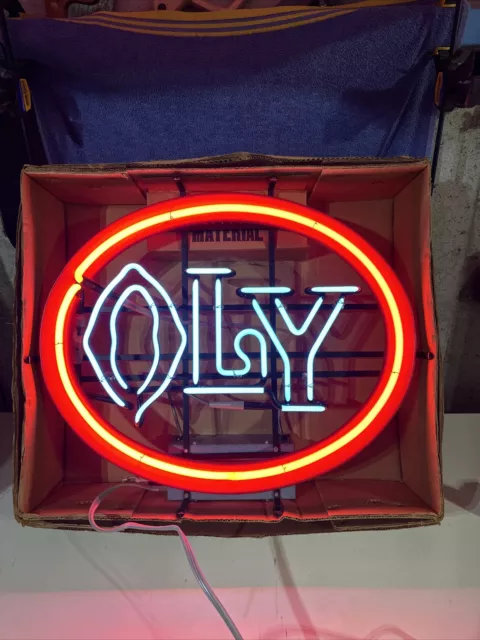 1980’S New Old Stock Olympia Beer Neon Sign Oly Light Brand New In Box