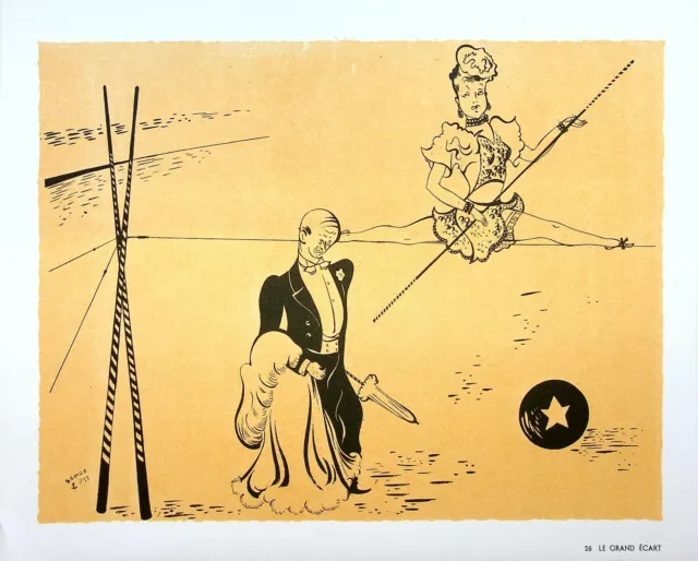 [CIRQUE] SERGE : Le grand écart, LITHOGRAPHIE Originale signée, 1944