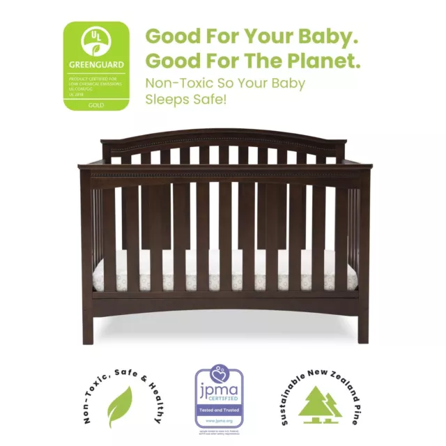 Delta Children Waverly 6-in-1 Convertible Baby Crib, Walnut Espresso