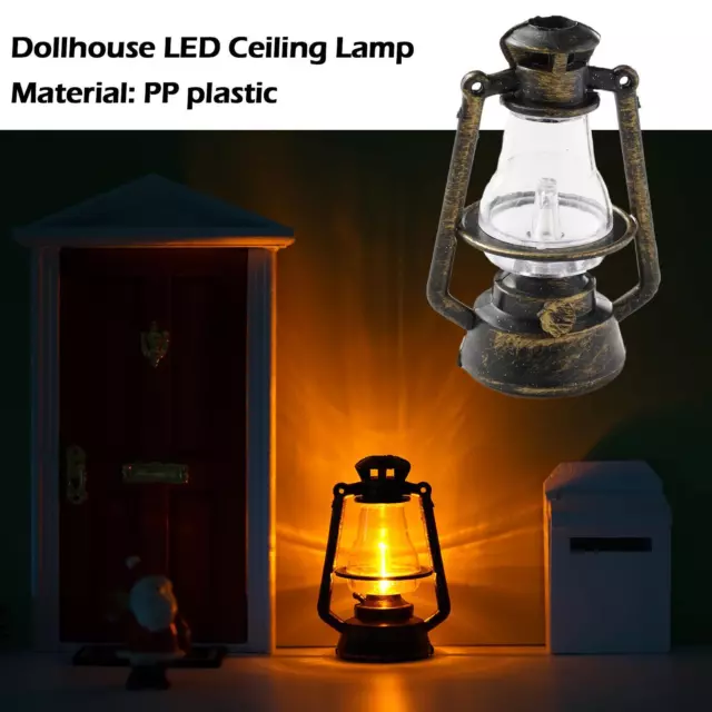 1:12 Miniature LED Ceiling Lamp Retro Table Lantern Light Floor Home M8H3