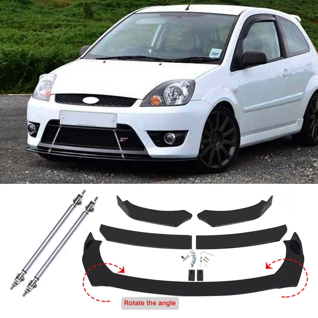 For Ford Fiesta ST Studio Glossy Front Bumper Lip Spoiler Splitter + Strut Rods