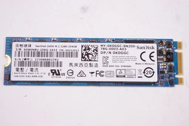 K0GGC Dell 256gb M.2 2280 Sata Internal Ssd Drive I7579-5588GRY-PUS