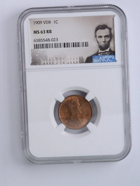 FIRST YEAR ISSUE GEM BU Unc 1909 VDB MS 63 RB Lincoln Wheat Cent NGC *566