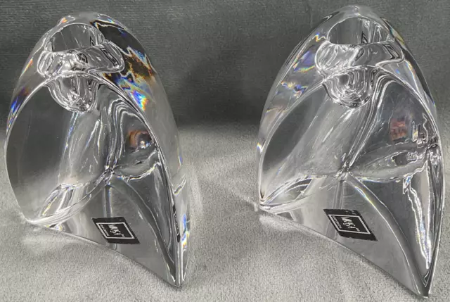 MIKASA Lead Crystal Tierney Taper Candle Holders 3.5" Slovenia Pair XY 260/338 3