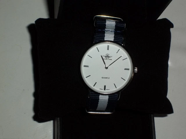 Montre Homme BELLOS Automatique - Cadran Argenté Chiffres Romains, Bracelet Cuir Noir, Fournie Avec Boîte - NEUVE