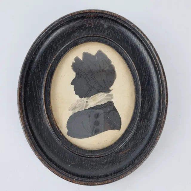 Antique 19th Century Silhouette Portrait Miniature Of A Lady