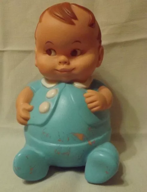 VINTAGE UNEEDA DOLL Co. Inc. 1967 Plum Pees Rubber 8 in. Blue Baby Boy ...