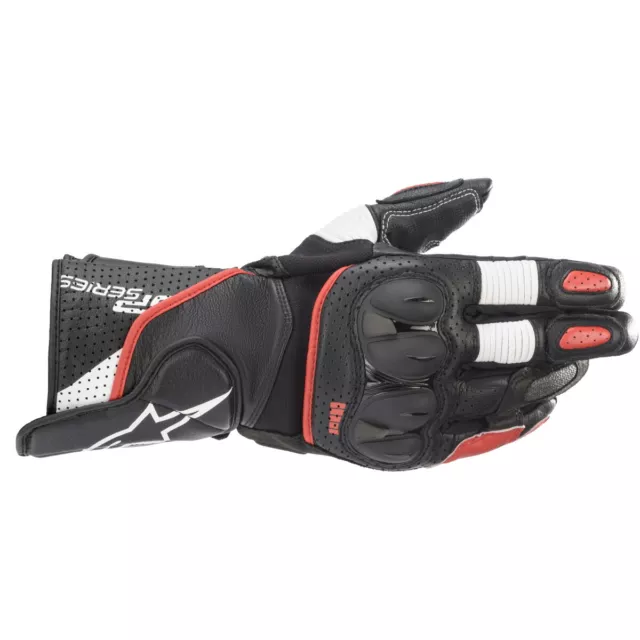 Alpinestars SP-2 V3 schwarz/weiß/rot Motorradhandschuhe Sommer Sport Touchscreen