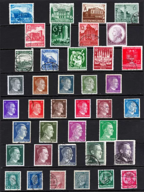 German Stamps Third Reich Issues from Old Album Inc. Hitler Heads GCV