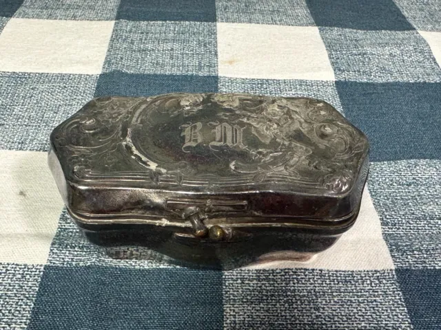 Antique Forbes Silver Co. 1400 Quadruple Plate Monogrammed Trinket Box