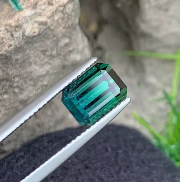 3.10 Carats Bicolor Tourmaline Gemstone, Emerald Cut
