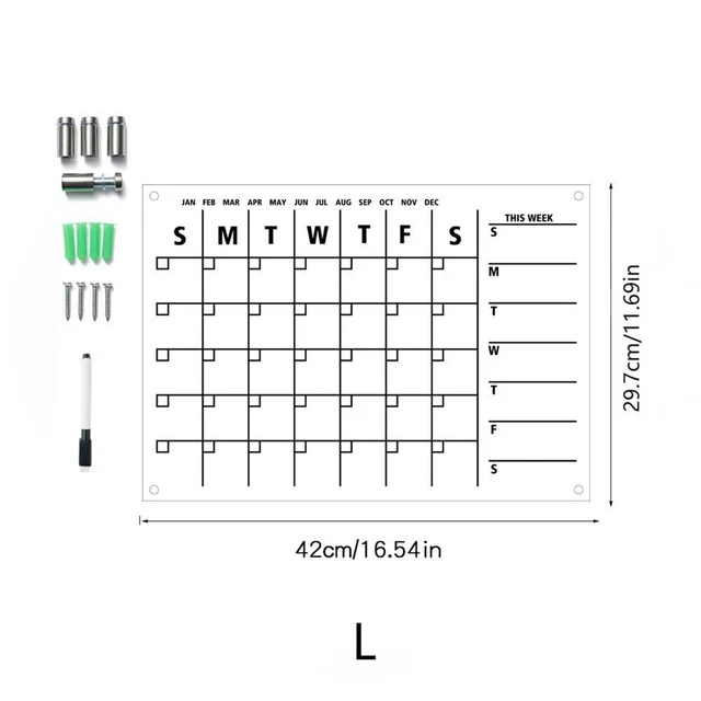 Calendrier Mural Magnétique Acrylique Effaçable Sec Tableau Magnétique