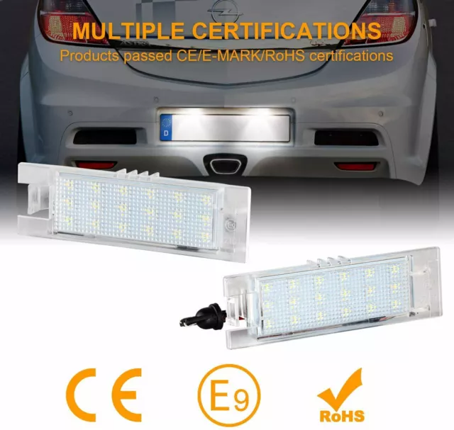 2x LED Kennzeichenbeleuchtung für OPEL ADAM ASTRA H J CORSA C D MERIVA VECTRA C