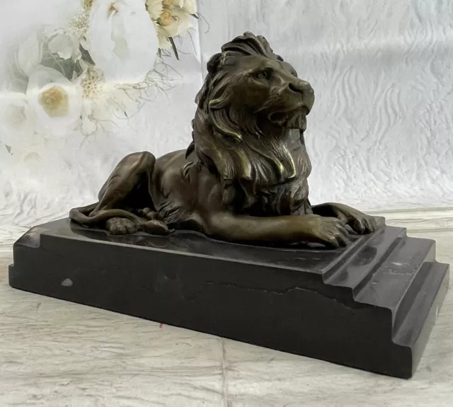 Antoine Bayre French 1796 1875 Vintage Reproduction Bronze Lion Sitting