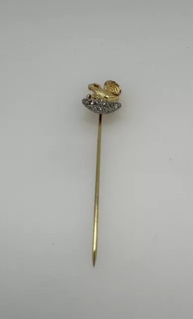 Krawattennadel Pelikan 585 Gold 9 Diamanten