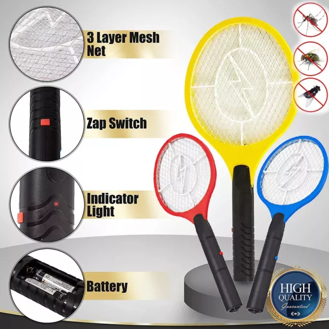 🔥Electric Fly Insect Swatter Swat Bug Mosquito Wasp Zapper Killer Electronic UK