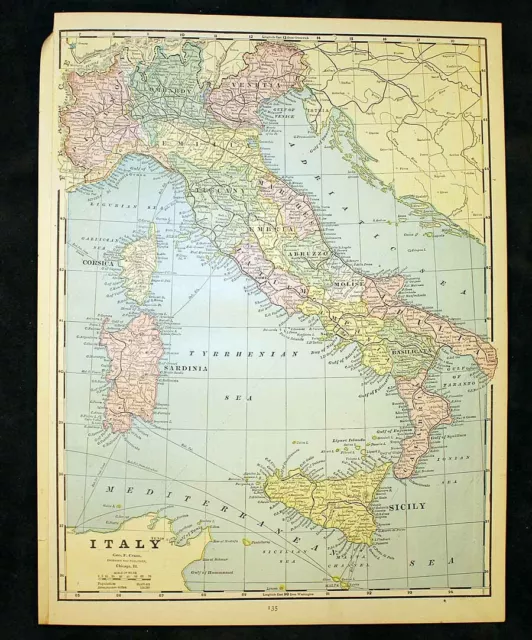 Antique Map Germany 1889 or Italy and Greece 2