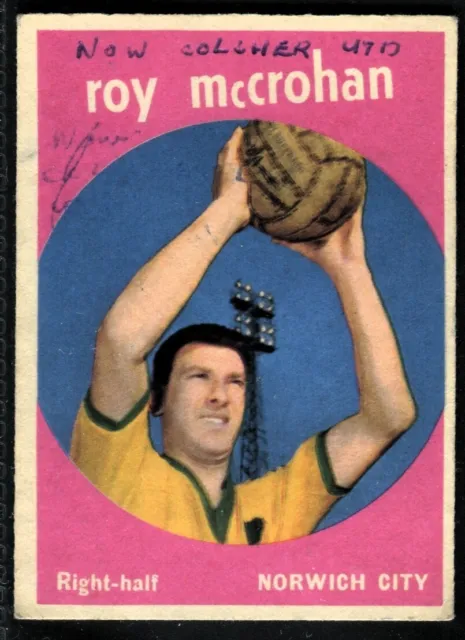A&BC Gum, FOOTBALLERS, Black Back, 1960, Roy McCrohan, Norwich City, #80
