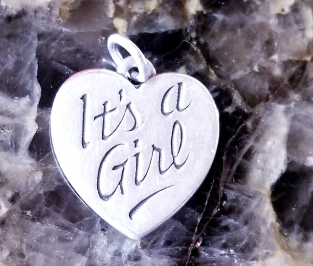 Rare, Retired James Avery It's a Girl Heart Pendant or Charm Silver