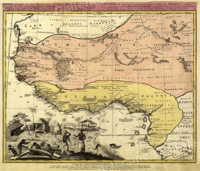 Map of West Africa 1740s Historic Horn of Africa - 20x24