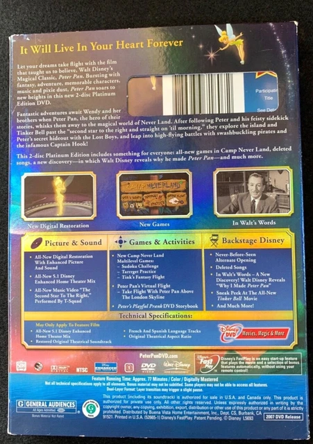 Walt Disney's Peter Pan 2-Disc Platinum Edition with Sleeve and DVD Guide  4