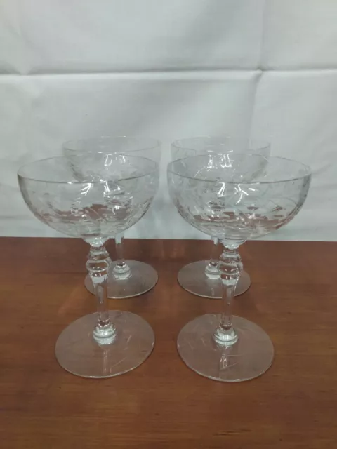 L1 Seneca CUT 371 Elegant Glass Crystal TALL SHERBET Champagne Stems 499 Set 4