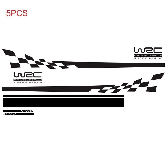 Car Hood Side Skirt Rearview Mirrors Decal WRC Checkered Flag Stripe Stickers