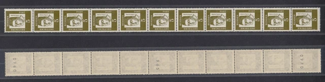 Bund 347y RM 11er Streifen g-u-g Nr. Bedeutende Deutsche 5 Pf postfrisch