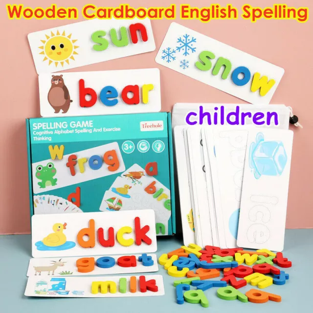 Wooden Cardboard English Spelling Alphabet Game Early Education Educational Gift