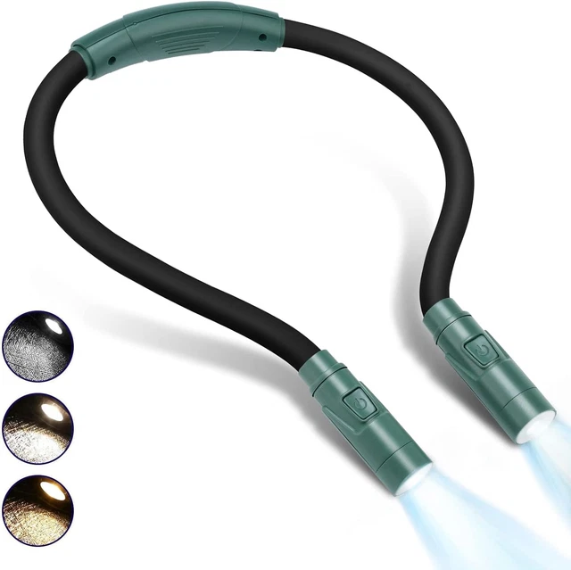 3 Colours Neck Reading Light for Knitting, Hand Crafting, Crochet - Round LED in