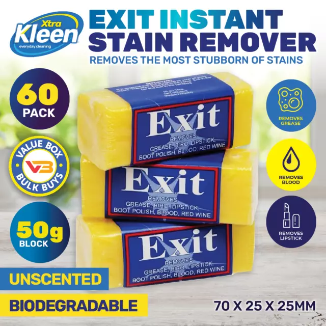 Xtra Kleen® 60PCE Exit Soap Instant Stain Remover Blocks Unscented 50g 2