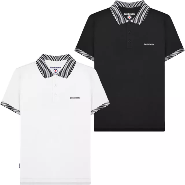 Lambretta Mens Two Tone Short Sleeve Collared Cotton Polo Shirt Top