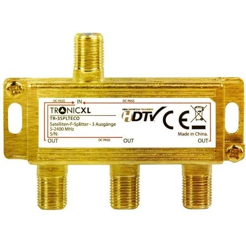 TronicXL 24K Distributeur Large Bande Câble répartiteur 3 Voies TV Souple pou...