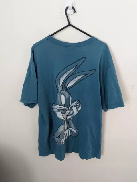 Vintage Bugs Bunny Shirt Mens Large Blue 90s Single Stitch AOP Cartoon Tee