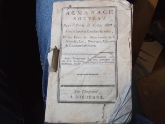 Lot Livres anciens, 1807, EO , 1  Volume , Almanach