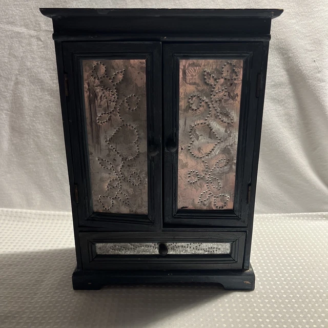 Jewelry Box Rustic Farmhouse Crackle Finish Blue 11.5"