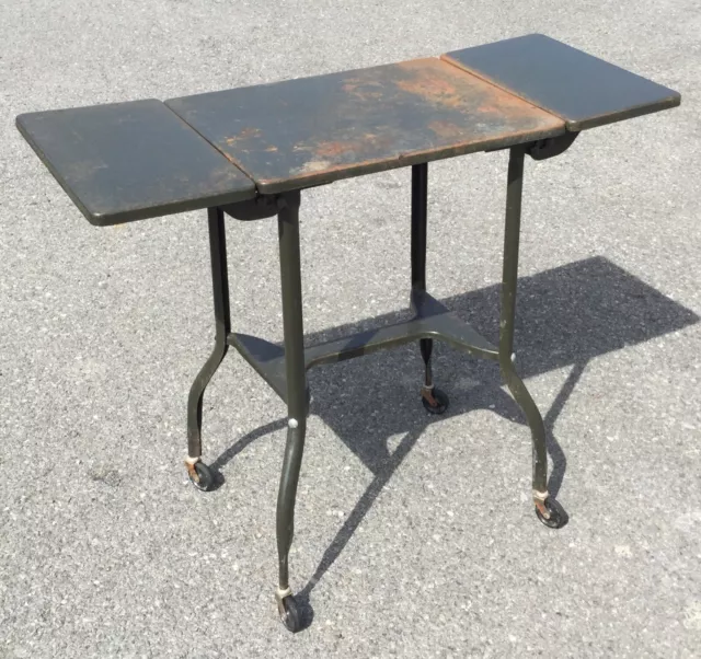 Old Vtg Industrial Metal Typewriter Table Stand Fold Toledo Guild Product Inc