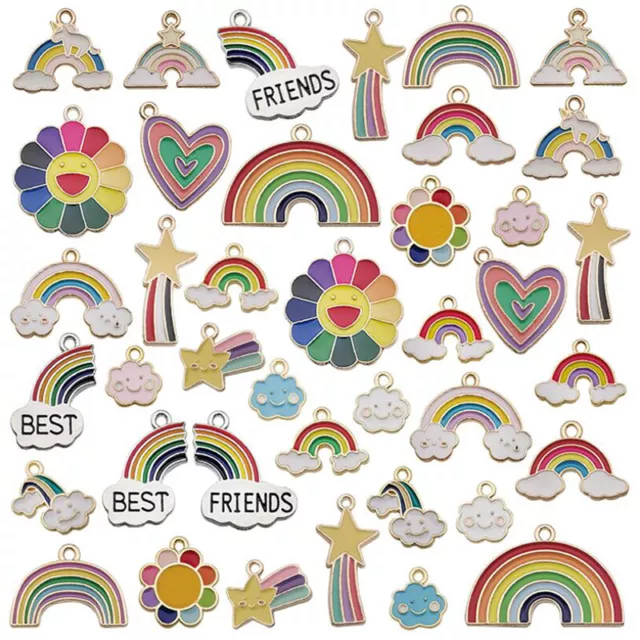 40Pcs/Set Rainbow Clouds Mixed Enamel Charms Pendants DIY Jewelry Making CrYUEL