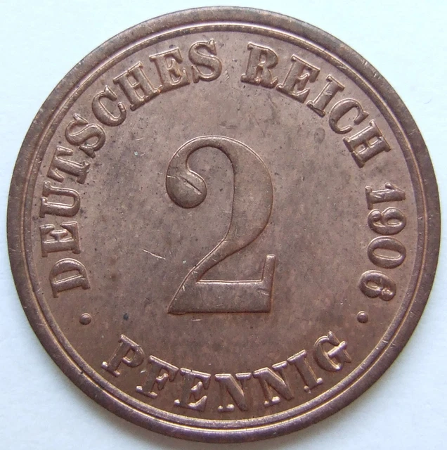 Moneta Reich Tedesco Impero Tedesco 2 Pfennig 1906 A IN Uncirculated