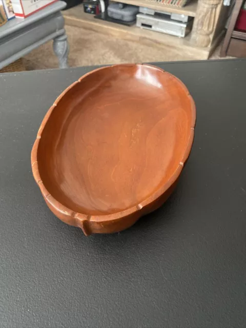 Vintage Hand Carved Ornate Wooden Bowl Made in Haiti