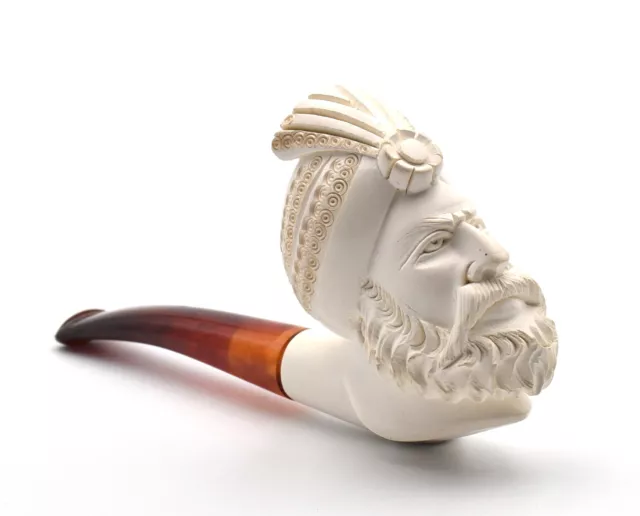 Tabac pipe  sculptée tête sultan oriental écume de mer carved pipe (b)