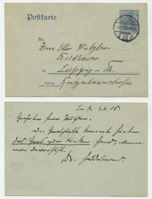 90990 - Ganzsache P 63 X - Postkarte - Leipzig 4.6.1905